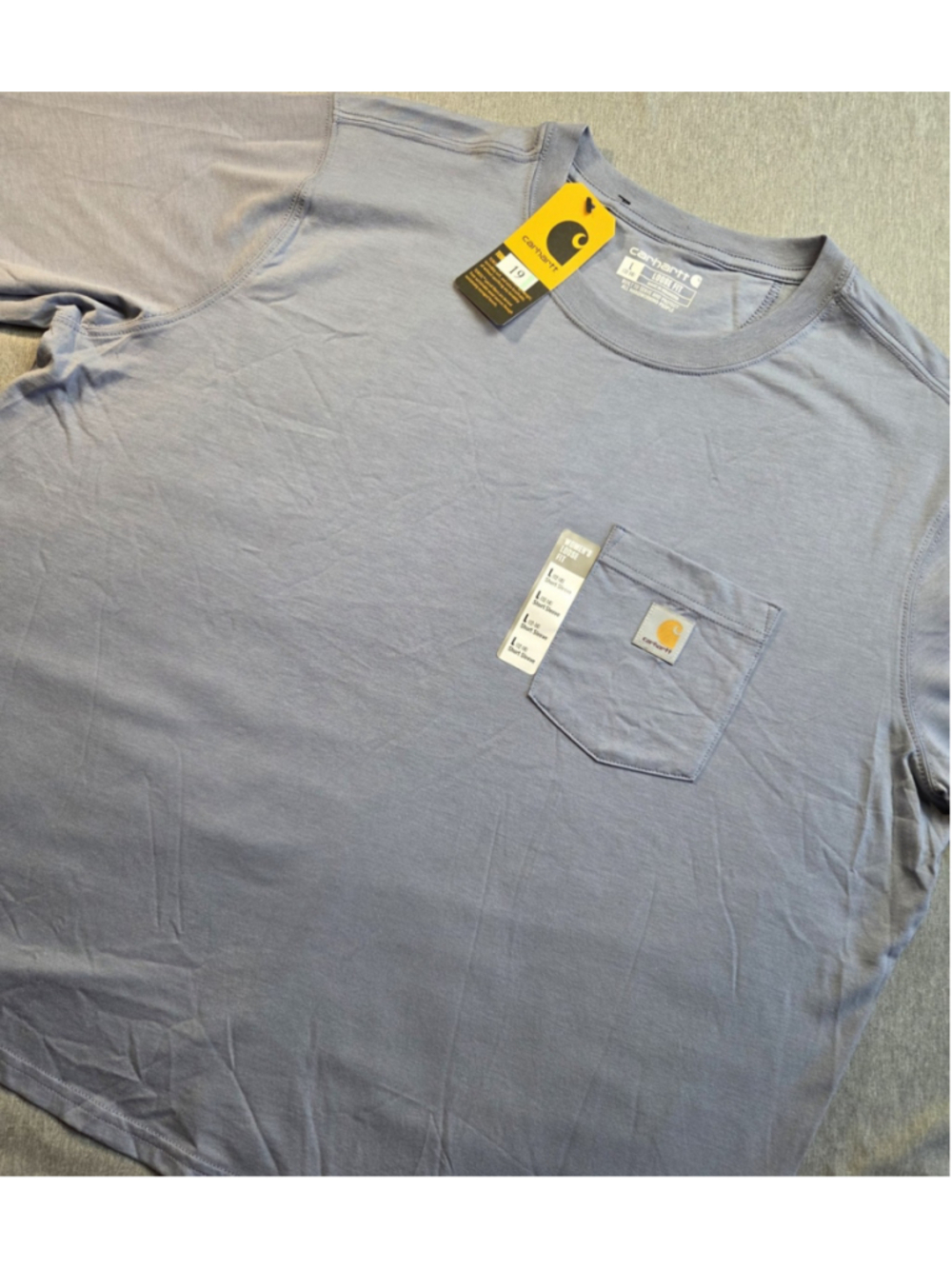 Carhartt Womens Pocket T-Shirt Large Loose Fit TENCEL Cotton Blend Blue #19